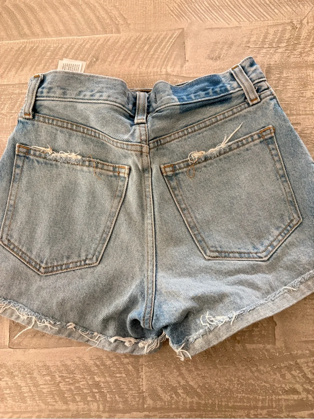 Abercrombie and Fitch Light Blue Distressed High-Waist Denim Shorts Size 24